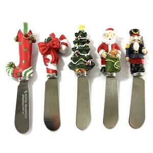 Christmas Spreader Knife Set of 5 – Santa, Nutcracker, Tree, Stocking, Candy